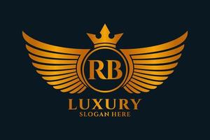 luxe Koninklijk vleugel brief rb kam goud kleur logo vector, zege logo, kam logo, vleugel logo, vector logo sjabloon.