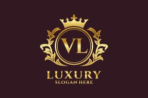 eerste vl brief Koninklijk luxe logo sjabloon in vector kunst voor luxueus branding projecten en andere vector illustratie.