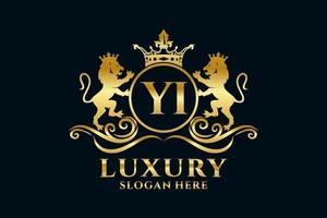 eerste yi brief leeuw Koninklijk luxe logo sjabloon in vector kunst voor luxueus branding projecten en andere vector illustratie.