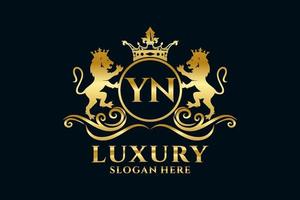 eerste yn brief leeuw Koninklijk luxe logo sjabloon in vector kunst voor luxueus branding projecten en andere vector illustratie.
