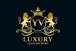 eerste yv brief leeuw Koninklijk luxe logo sjabloon in vector kunst voor luxueus branding projecten en andere vector illustratie.