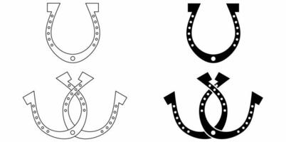schets silhouet twee verbonden hoefijzers logo icoon vector