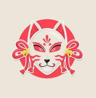 kitsune masker met zwaard tekenfilm karakter. vector