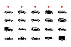 auto icoon pak. allemaal auto types icoon verzameling. voertuig pictogrammen. vector