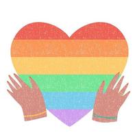 vrouw handen Holding regenboog hart. homo trots. lgbt concept. vector