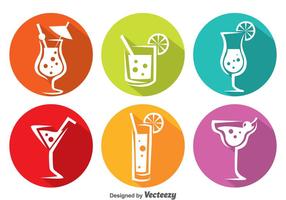 Kleurrijke Cocktail Circle Pictogrammen vector