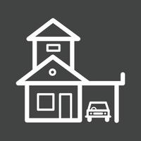 huis met garage lijn omgekeerd icoon vector