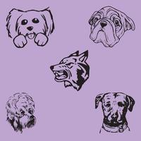 hond hoofd set, hond hoofd illustraties, hond hoofd silhouet vector