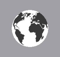 wereldbol pixel 8 beetje . planeet met zwart en wit continenten in laag grafisch resolutiesf natuurlijk monochroom in ruimte. vector