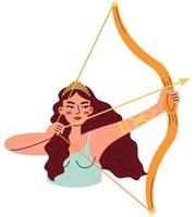 Grieks mythologie concept. godin Artemis - de godin van natuur, de jacht, en dieren. vector