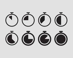 timer vector. stopwatch pictogrammen set. klok silhouet geïsoleerd. vector