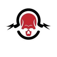 rood schedel hoofd met zwart lint icoon logo vector