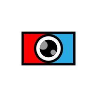 rood en blauw camera doos en camera oog icoon logo vector