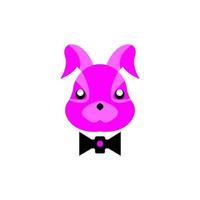 roze konijn met boog stropdas icoon logo vector