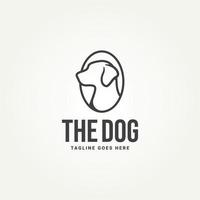 minimalistische hond logo lijn kunst insigne icoon logo sjabloon vector illustratie ontwerp. gemakkelijk modern hond hoofd binnen de cirkel embleem logo concept