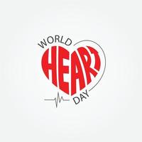 wereld hart dag belettering vector logo Aan liefde vorm illustratie voor 29 september