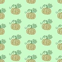 naadloos vector patroon met pompoenen en bladeren. het is gebruikt voor kleding stof maken, omhulsel papier, ontwerp en behang. groente herfst achtergrond van pompoenen en bladeren. mooi ornament.plat stijl.