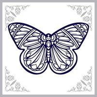 mooi vlinder mandala kunsten. geïsoleerd Aan wit achtergrond vector