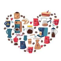 hart van koffie bonen, vector illustratie liefde koffie