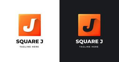 brief j logo ontwerp sjabloon met plein vorm stijl vector