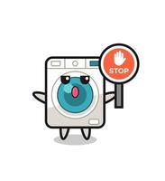 het wassen machine karakter illustratie Holding een hou op teken vector