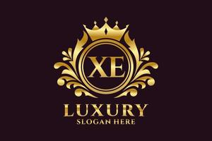 eerste xe brief Koninklijk luxe logo sjabloon in vector kunst voor luxueus branding projecten en andere vector illustratie.