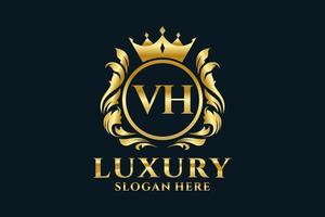 eerste vh brief Koninklijk luxe logo sjabloon in vector kunst voor luxueus branding projecten en andere vector illustratie.