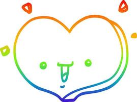 regenbooggradiënt lijntekening cartoon gelukkig liefdeshart vector