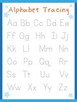 alfabet traceren werkblad voor kinderen. spoor de brieven werkzaamheid voor peuter- en kleuterschool kinderen. voorschrijven. handschrift vector