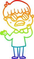 regenboog helling lijn tekening tekenfilm verward jongen vervelend bril vector