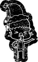 walgelijke cartoon verontruste icoon van een alien met een kerstmuts vector