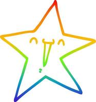 regenbooggradiënt lijntekening happy cartoon star vector