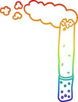 regenboog gradiënt lijntekening cartoon sigaret vector