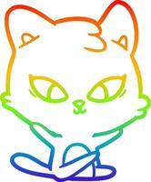 regenbooggradiënt lijntekening schattige cartoon kat vector