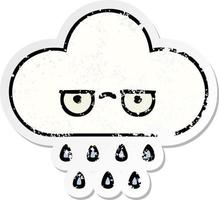 noodlijdende sticker van een schattige cartoon regenwolk vector