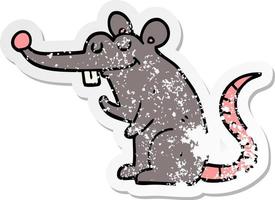 verontruste sticker van een cartoonrat vector