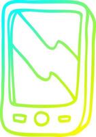 koude gradiënt lijntekening cartoon mobiele telefoon vector