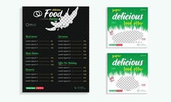 voedsel sociaal media post en speciaal voedsel menu sjabloon vector