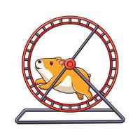 schattig hamster rennen Aan de whells tekenfilm, dier icoon concept. vlak tekenfilm stijl. geschikt voor web landen bladzijde, banier, folder, sticker, kaart vector