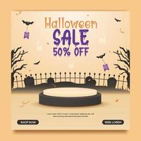 halloween uitverkoop en Promotie voor sociaal media advertenties banier sjabloon vector