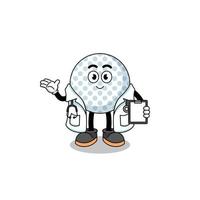 tekenfilm mascotte van golf bal dokter vector