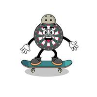 pijl bord mascotte spelen een skateboard vector