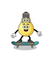 licht lamp mascotte spelen een skateboard vector
