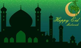 Islamitisch achtergrond met een groen themed moskee silhouet vector