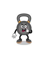 karakter illustratie van kettlebell met tong plakken uit vector