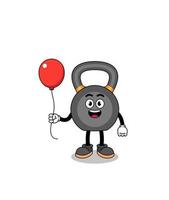 tekenfilm van kettlebell Holding een ballon vector