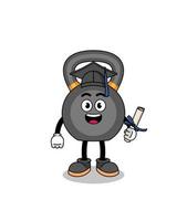 kettlebell mascotte met diploma uitreiking houding vector