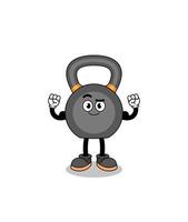 mascotte tekenfilm van kettlebell poseren met spier vector