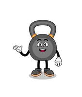 kettlebell tekenfilm met Welkom houding vector