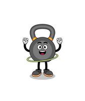 karakter illustratie van kettlebell spelen hula hoepel vector